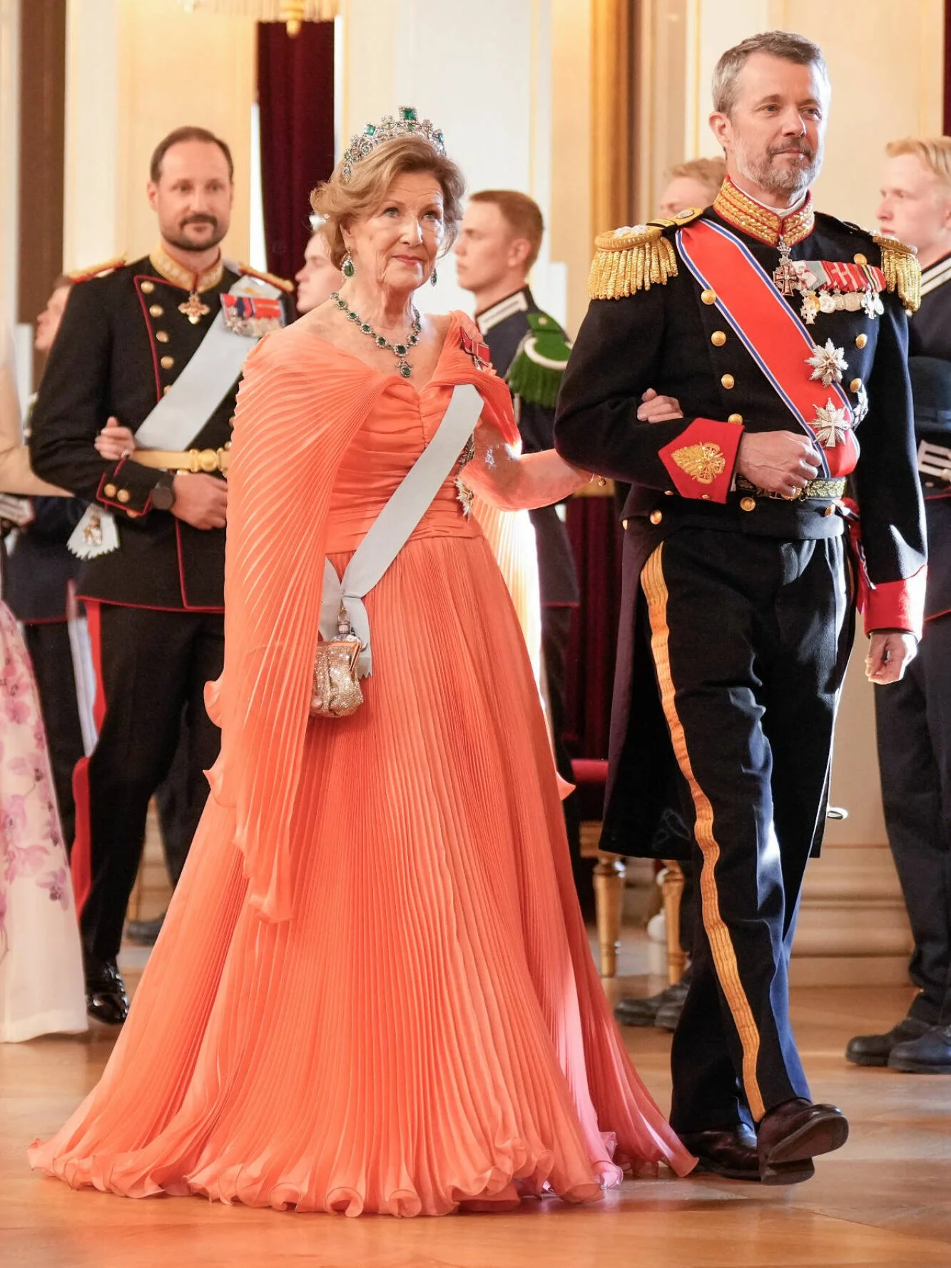 Queen Sonja Attends State Banquet in Honour of the King and Queen of Denmark