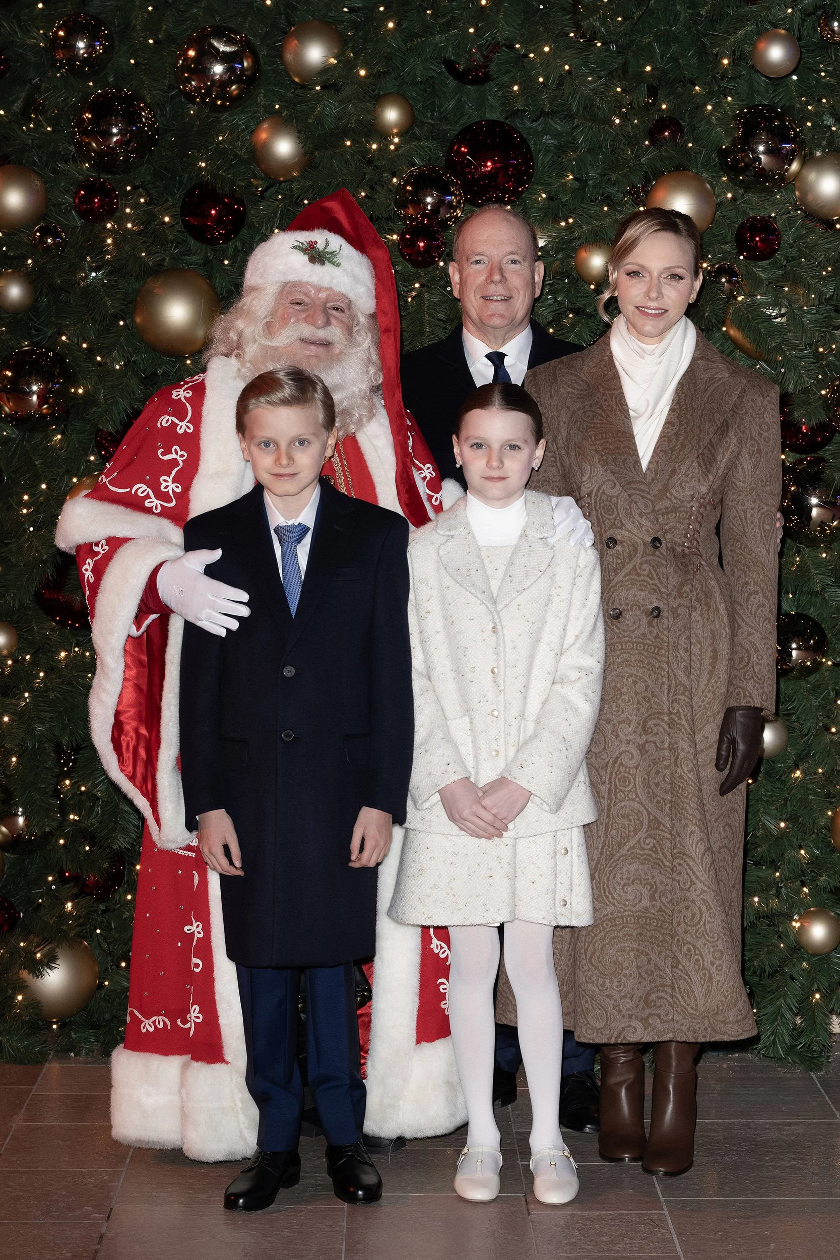 The Prince and Princess of Monaco Turn on Christmas Lights at the Place du Casino