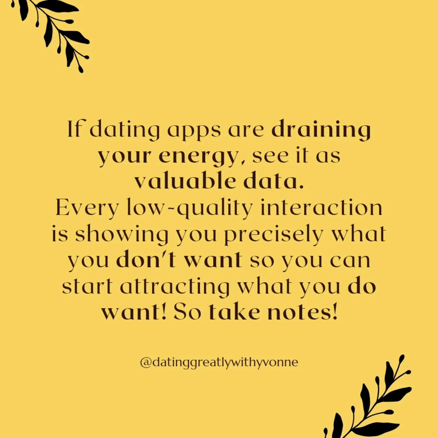 Your dating journey is a strategy game, not a guessing game. Every experience is precious intel. What insights are you gaining from low-quality interactions?

For dating app do's and don'ts, tap the link in bio!