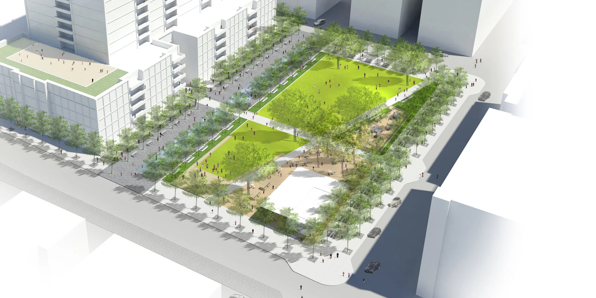 Aerial of proposed plaza downtown Wichita