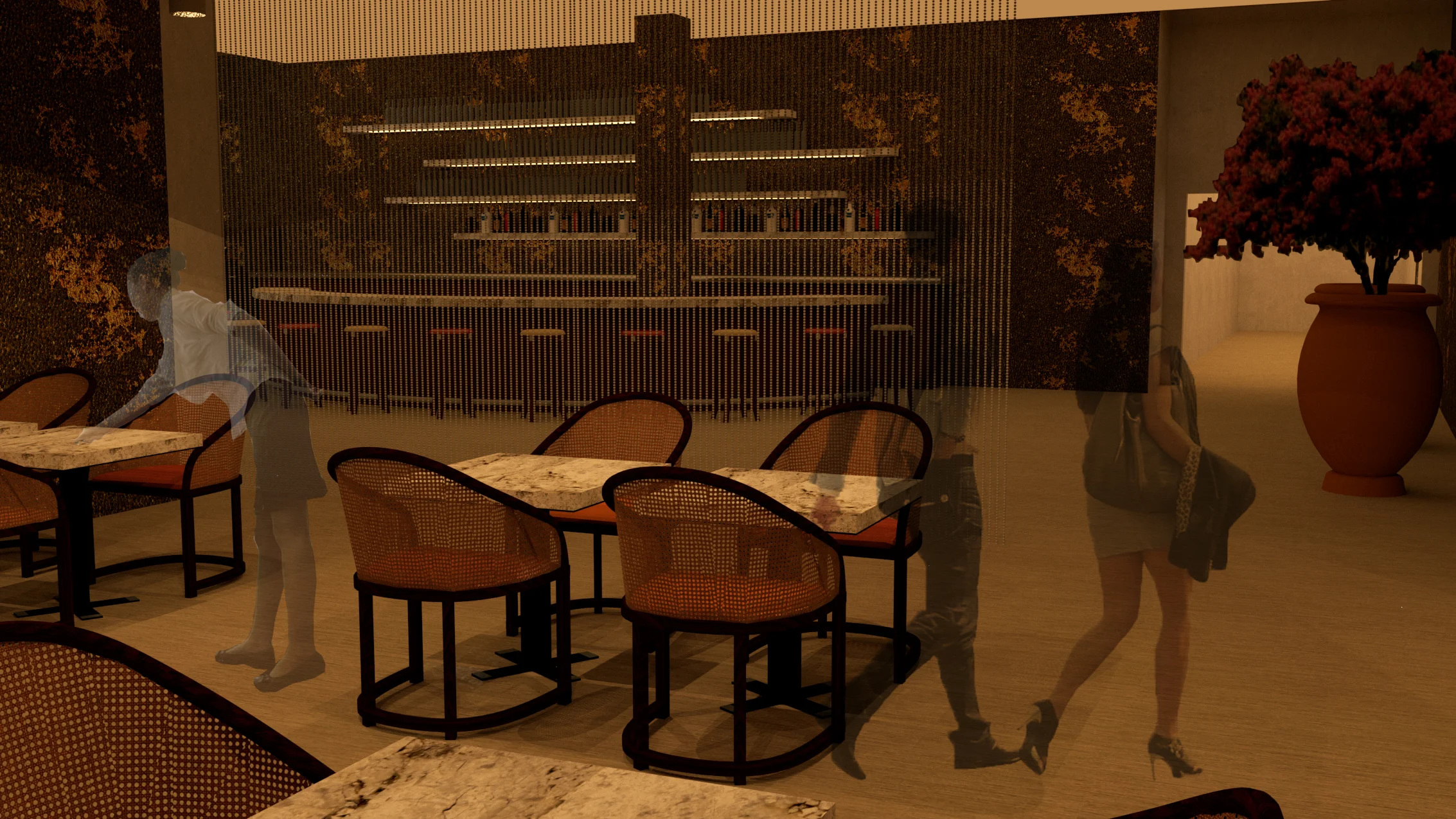 Dining Room with bar in the background