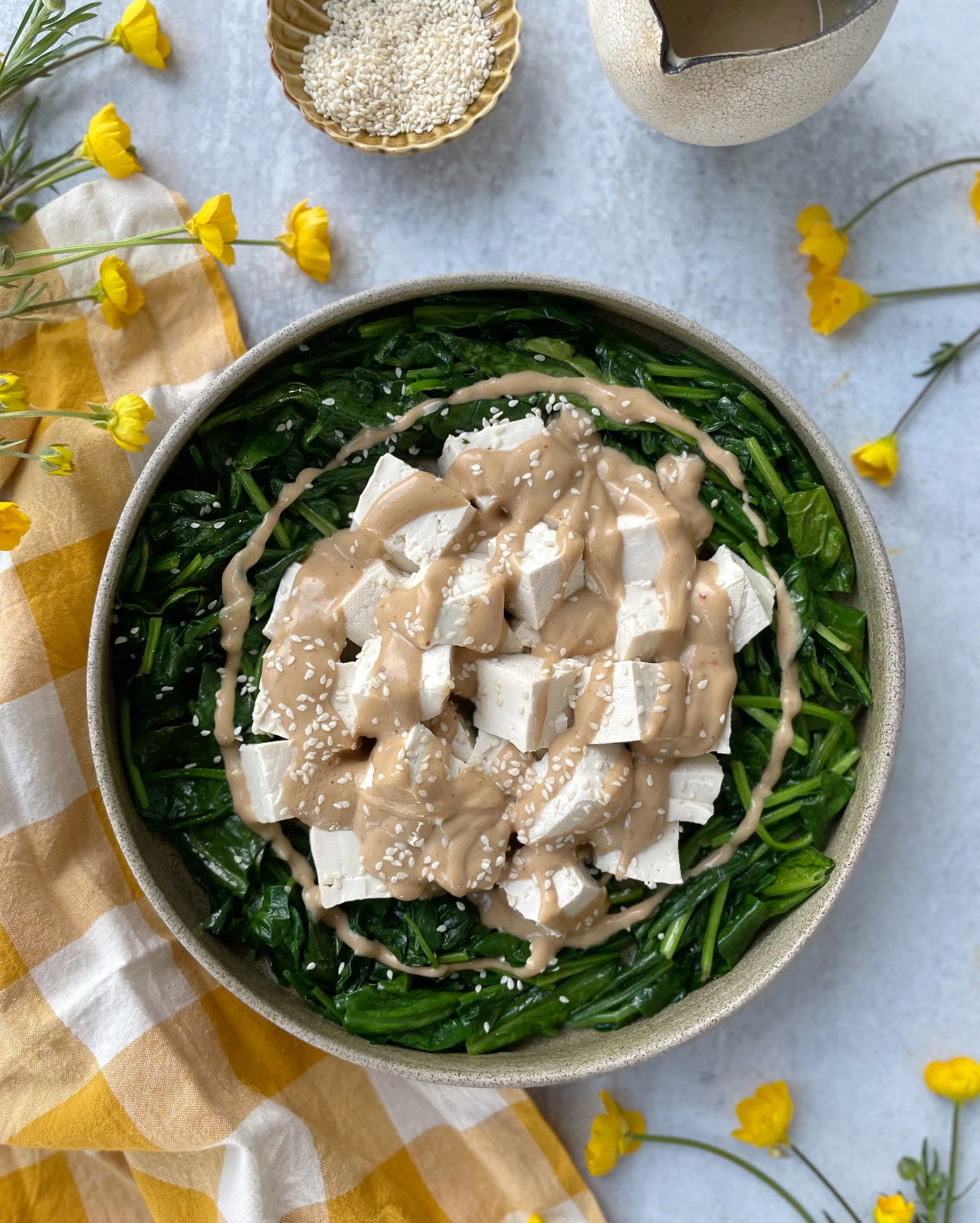 Sesame Spinach Tofu Salad 芝麻菠菜豆腐沙拉