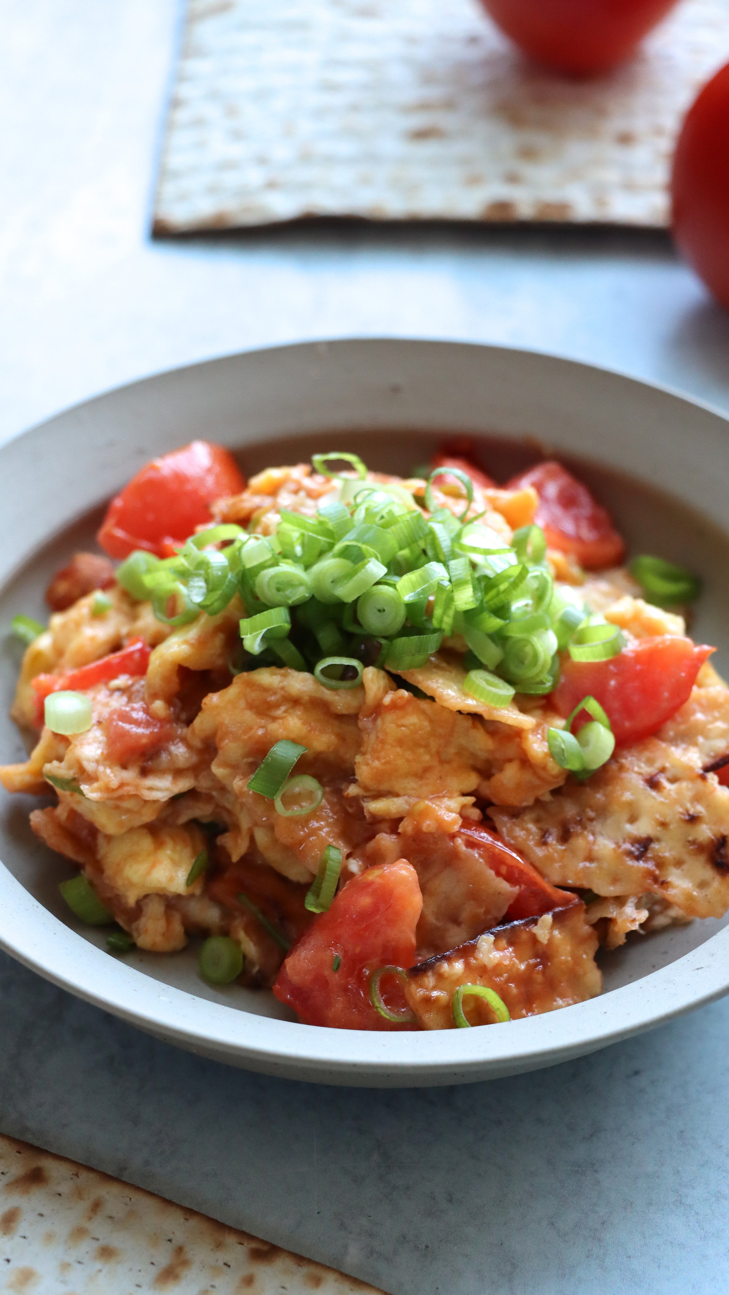 Taiwanese Tomato Matzah Brei 逾越節薄餅番茄炒蛋