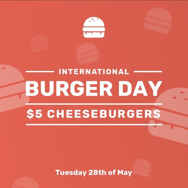 Fuck it's cold⠀
-⠀
Lucky we've got this belter of a deal to warm ya up!⠀
-⠀
May 28th marks every burger eater's favourite day - International Burger Day.⠀
-⠀
To celebrate the occasion we're dishing out $5 cheeseburgers, yeah bro, $5. This is thanks t