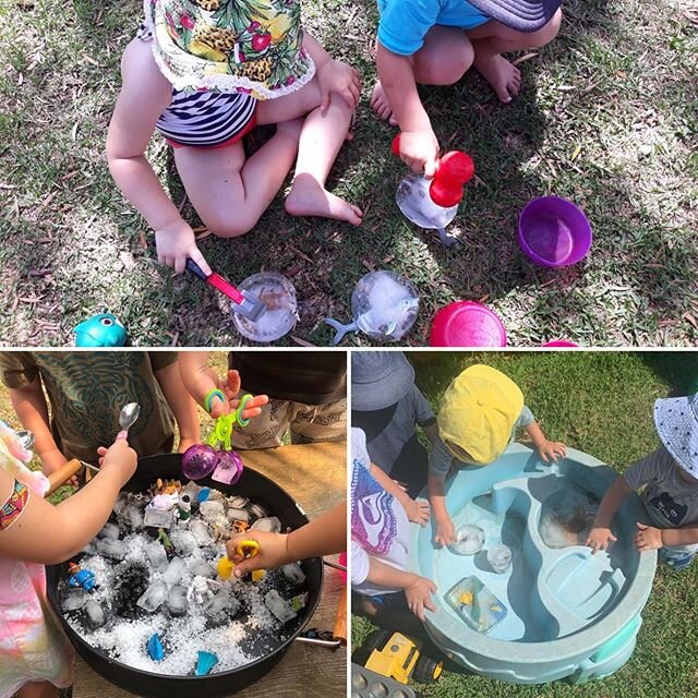 Ice sensory play - a great way to keep cool on these hot Summer days ☀️☀️☀️ #chasingrainbowsfamilydaycare #familydaycare #childcare #eylf #northernbeaches #icesensoryplay