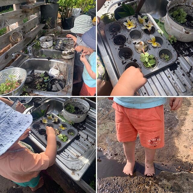 Making the most of the rain with mud pies 🌧💙 #chasingrainbowsfamilydaycare #familydaycare #childcare #eylf #northernbeaches #mudkitchen #squishytoes