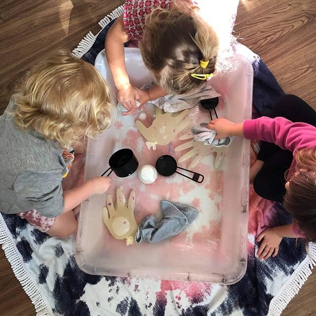 This is the way we wash the germs... we've been focusing on hygiene lately with lots of fun hand washing activities and interesting experiments  #chasingrainbowsfamilydaycare #familydaycare #childcare #eylf #northernbeaches #learnthroughplay #washyou