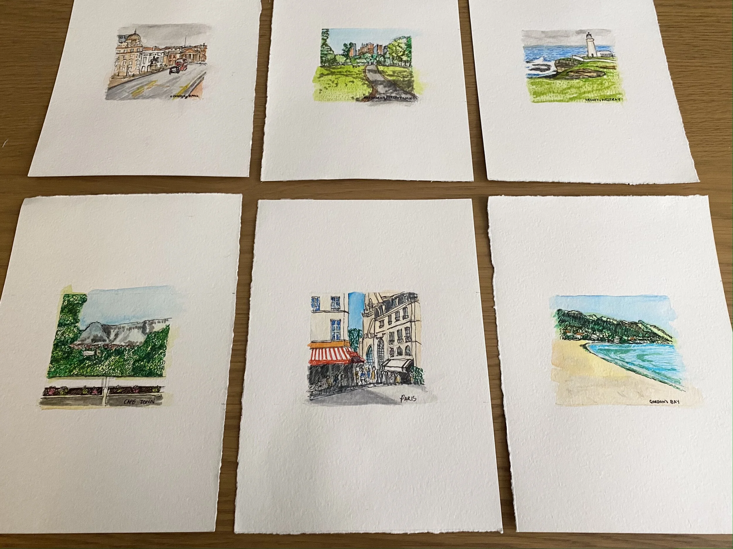 2 weeks, 40 watercolour and pen miniatures, 30 years of travel