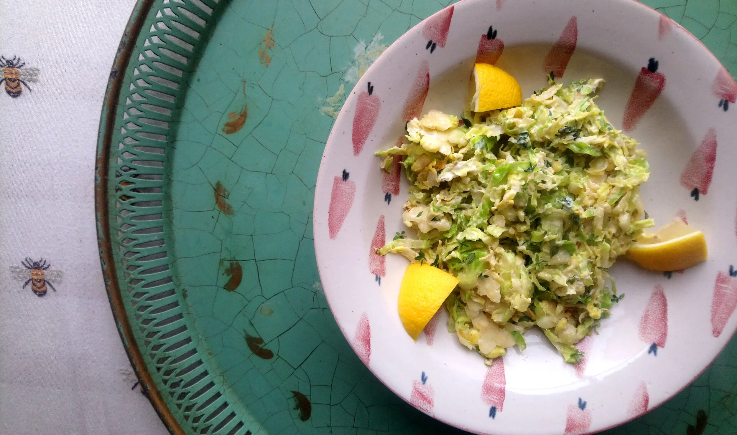 Recipe: Shredded Brussels Sprouts with Lemon, Thyme &amp; Cream