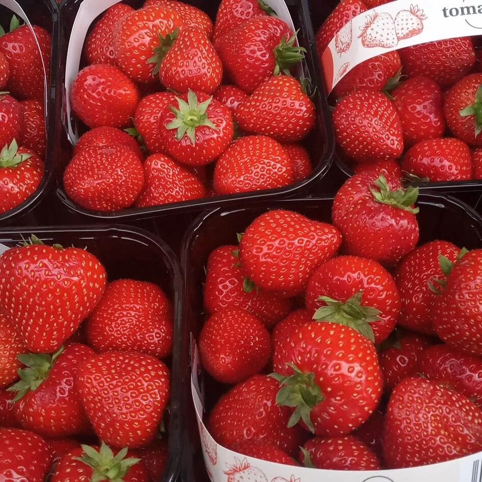 Just in from market - tasty little strawbs (&pound;3.95), UK asparagus (4.25), dragon fruit (&pound;4) and more chayote (60p) - a bit like a cross between a cucumber, apple, green pepper and courgette...maybe you just need to try them!