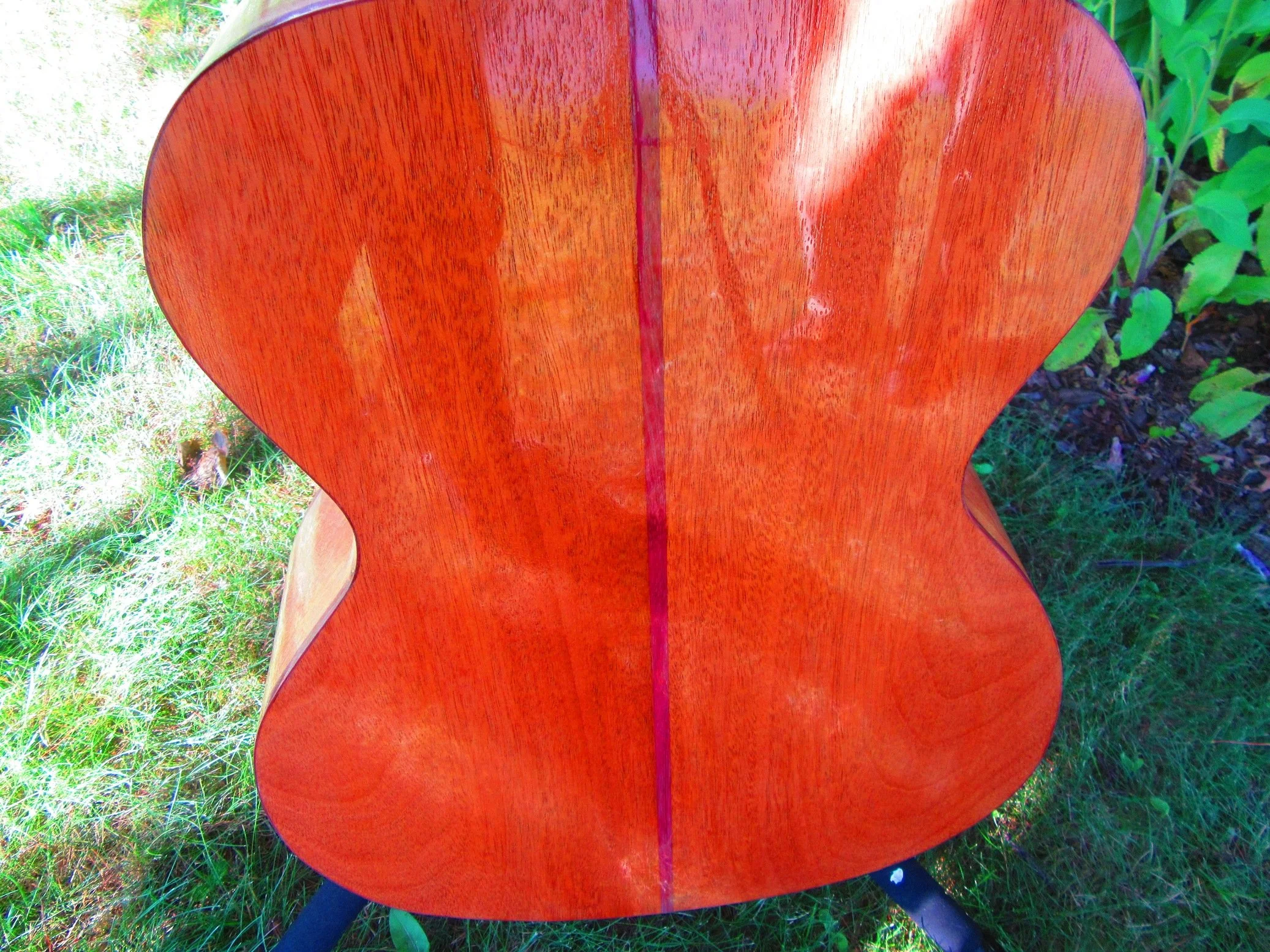 genuine Honduran Mahogany back with Purpleheart strip