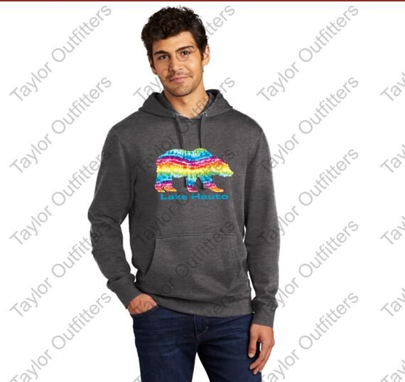 Lake Hauto Tie Dye Bear Hoodie Charcoal