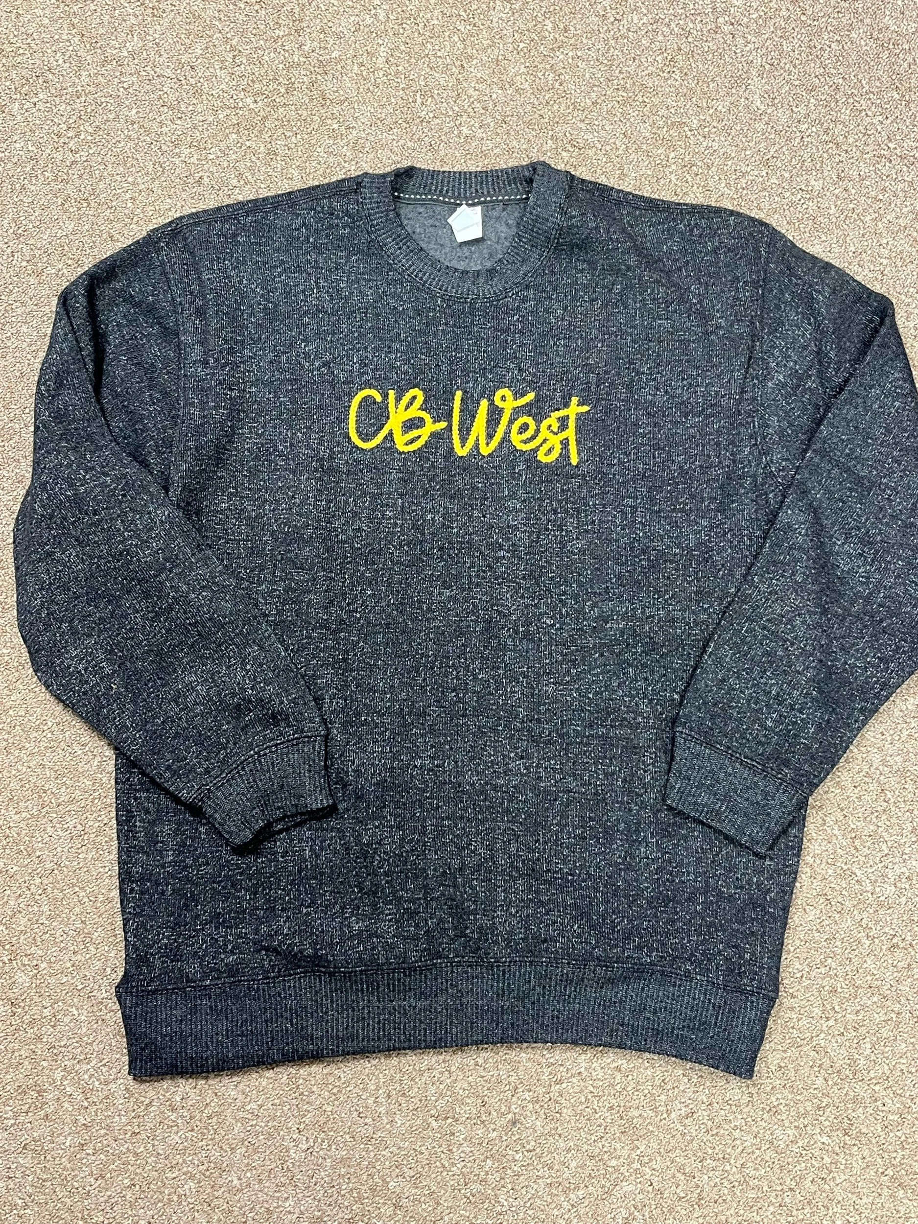 CB West Crewneck with Chain Stitching Unisex Nantucket Crewneck - LS11004 Black