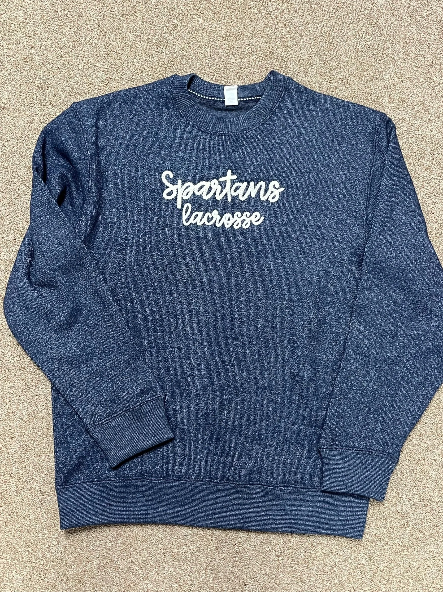 Spartans lacrosse Crewneck with Chain Stitching Unisex Nantucket Crewneck - LS11004 Navy
