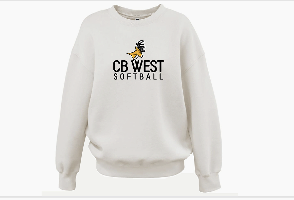 CB West Softball Pennant Womens Oversized Crew 5478 Cream