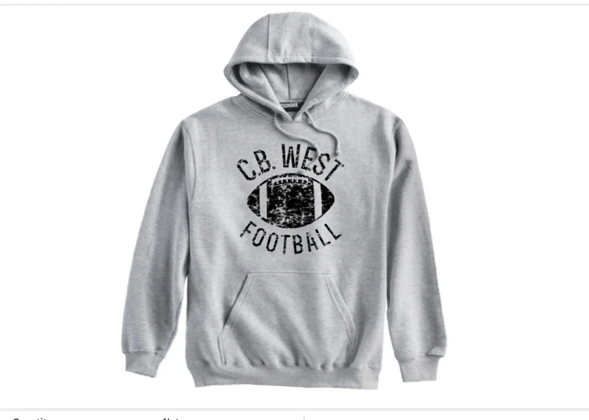 CB West Football 2026 Distressed Super 10 Pennant Hoodie GREY