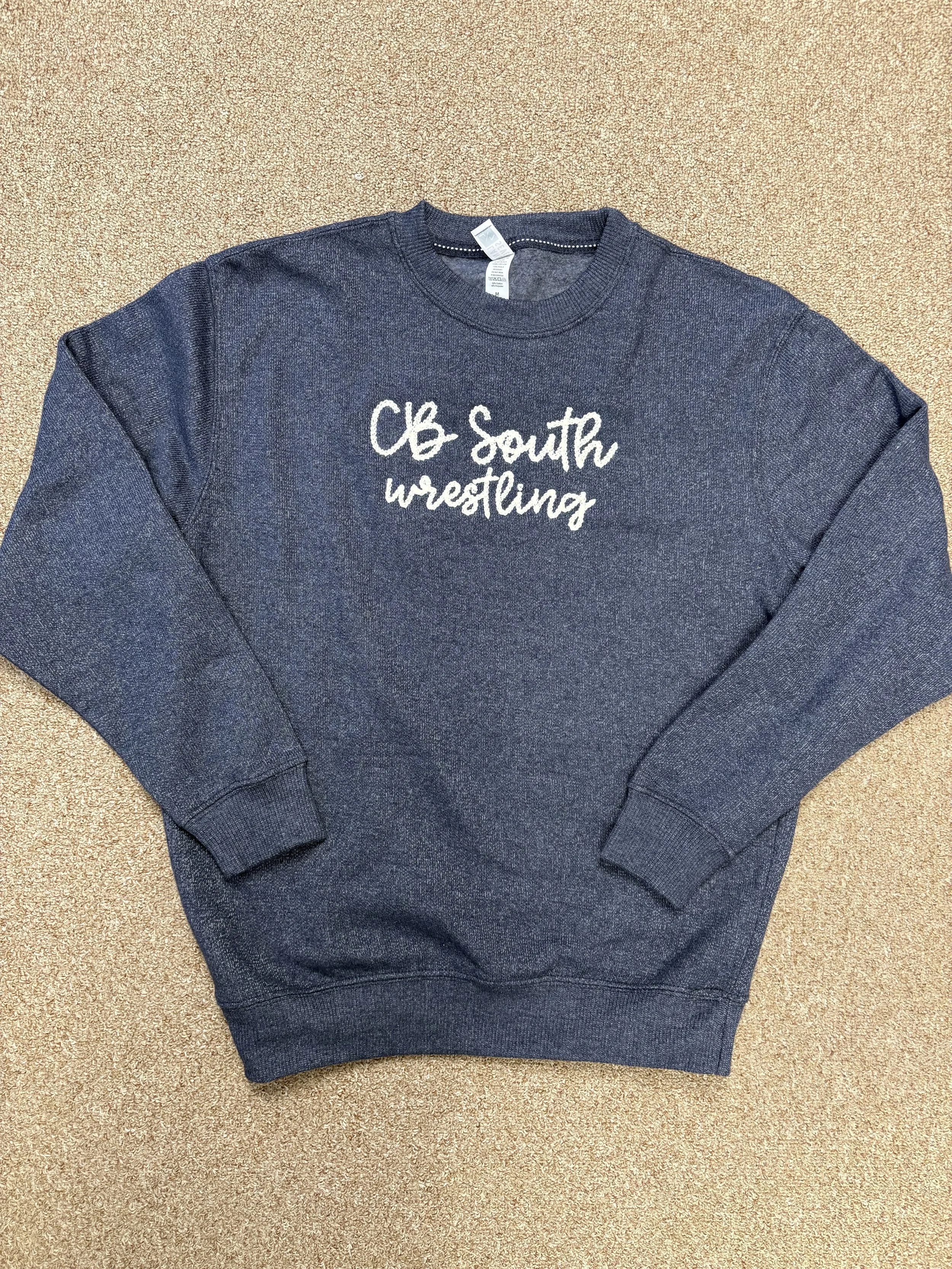 CB South Wrestling Crewneck with Chain Stitching Unisex Nantucket Crewneck - LS11004 Navy