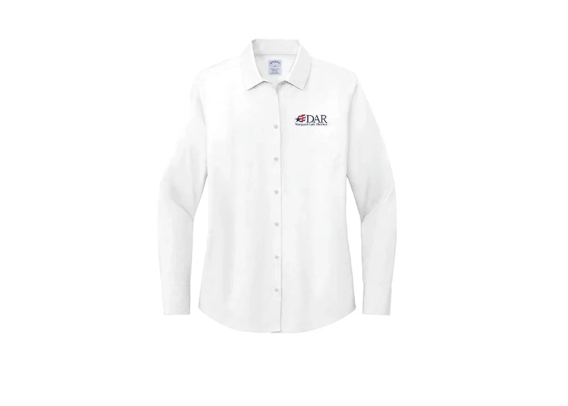 DAR Women's Brooks Brothers Women’s Wrinkle-Free Stretch Pinpoint Shirt White Embroidered BB18001