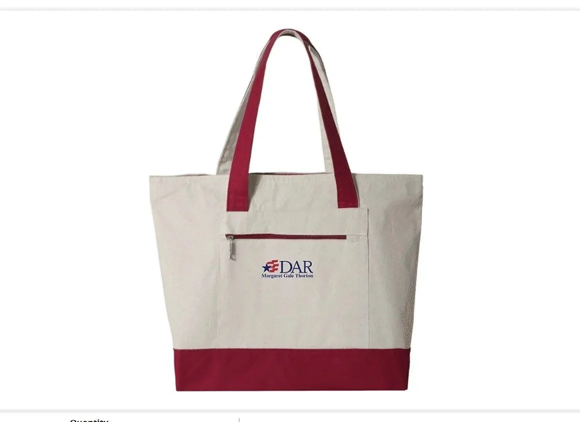 DAR Embroidered 19L Zippered Tote Red - Q1300