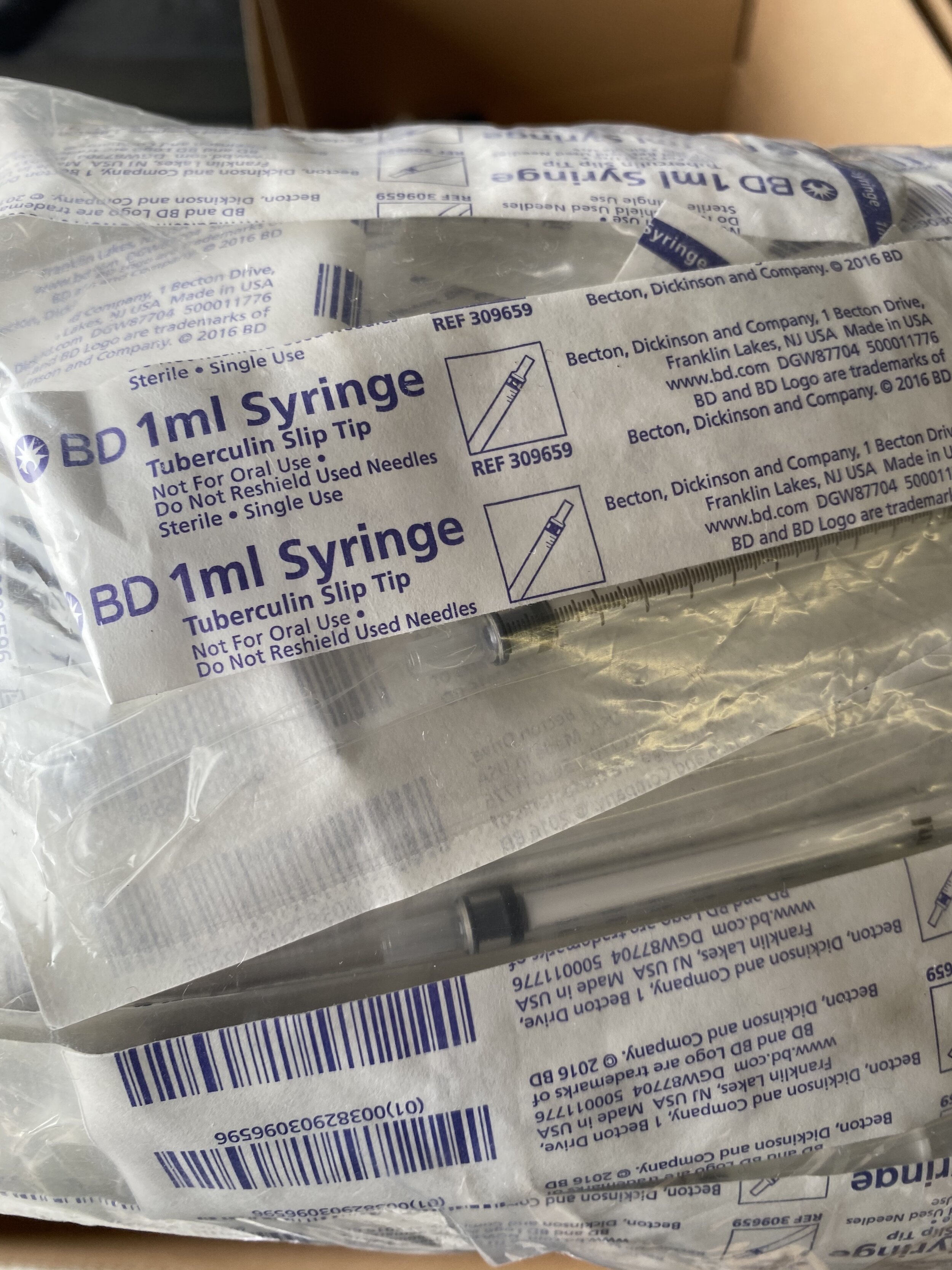 BD 1ml Syringe Tuberculin Slip Tip 