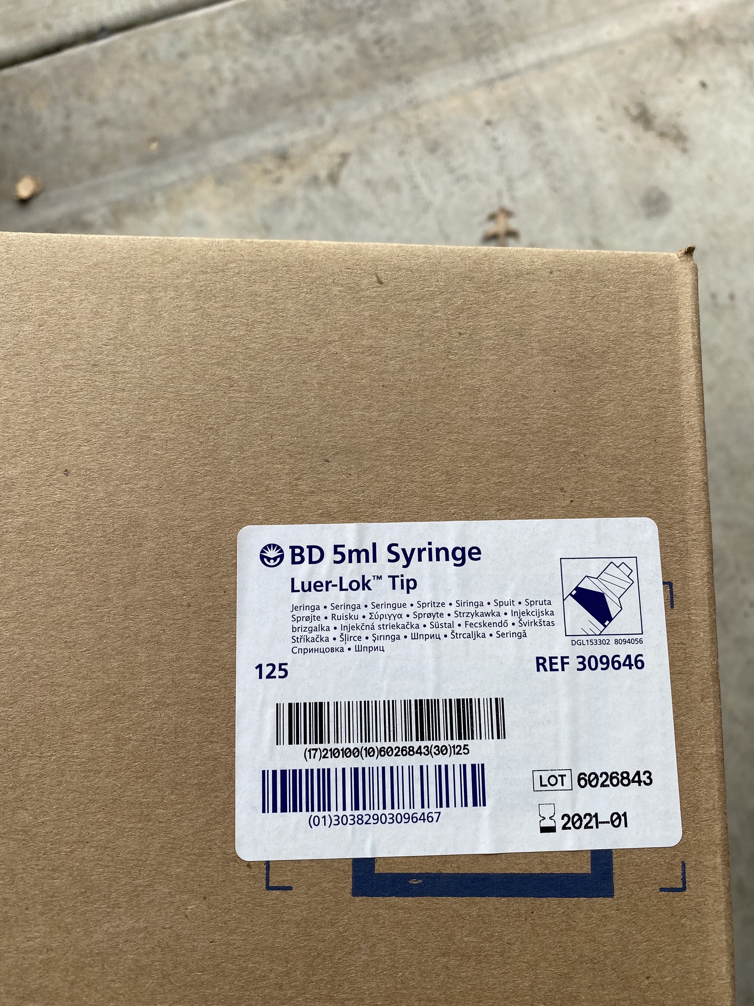 BD 5ml Syringe Luer Lok Tip