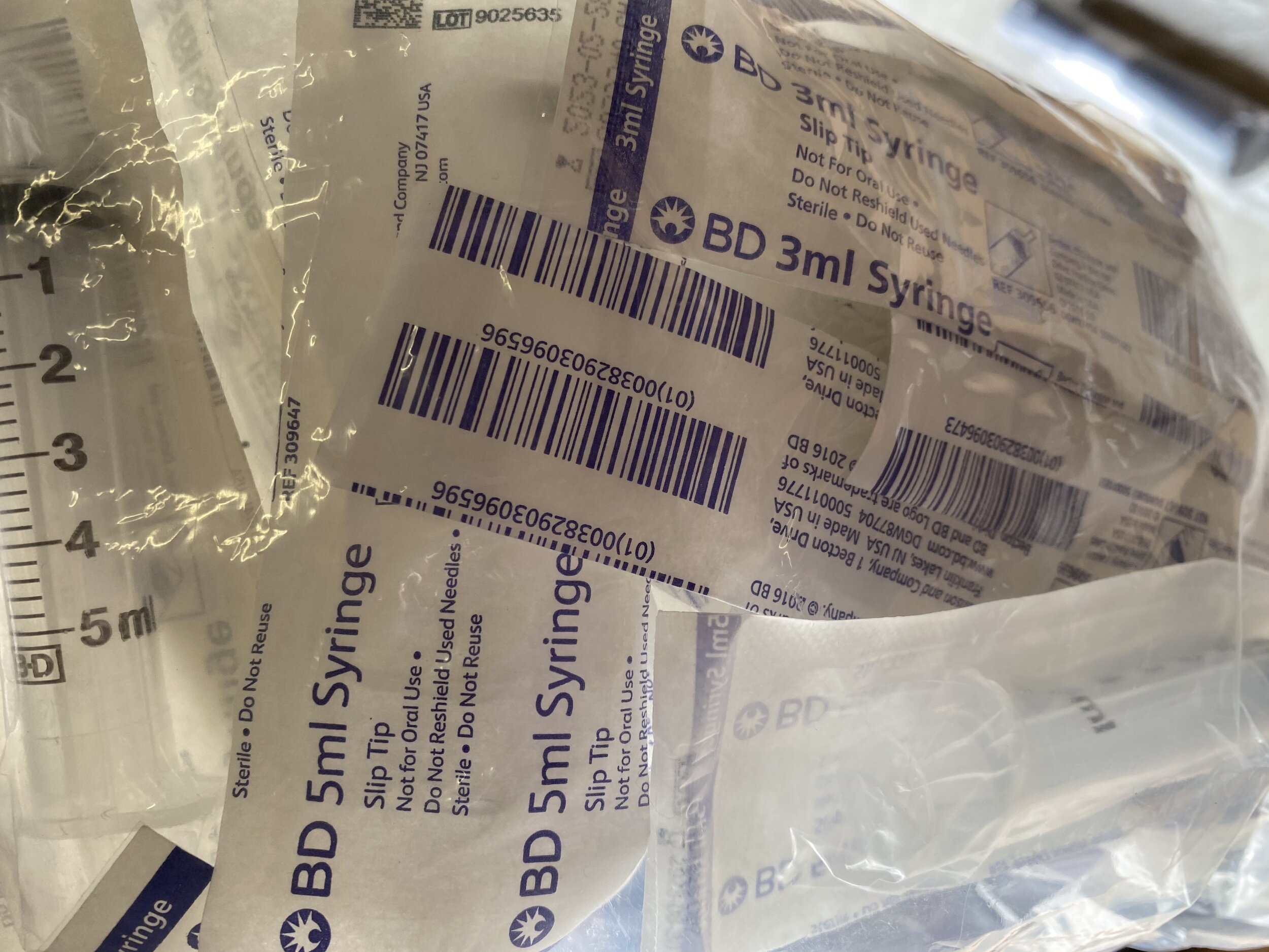 BD 3ml and 5ml Syringe Slip Tip