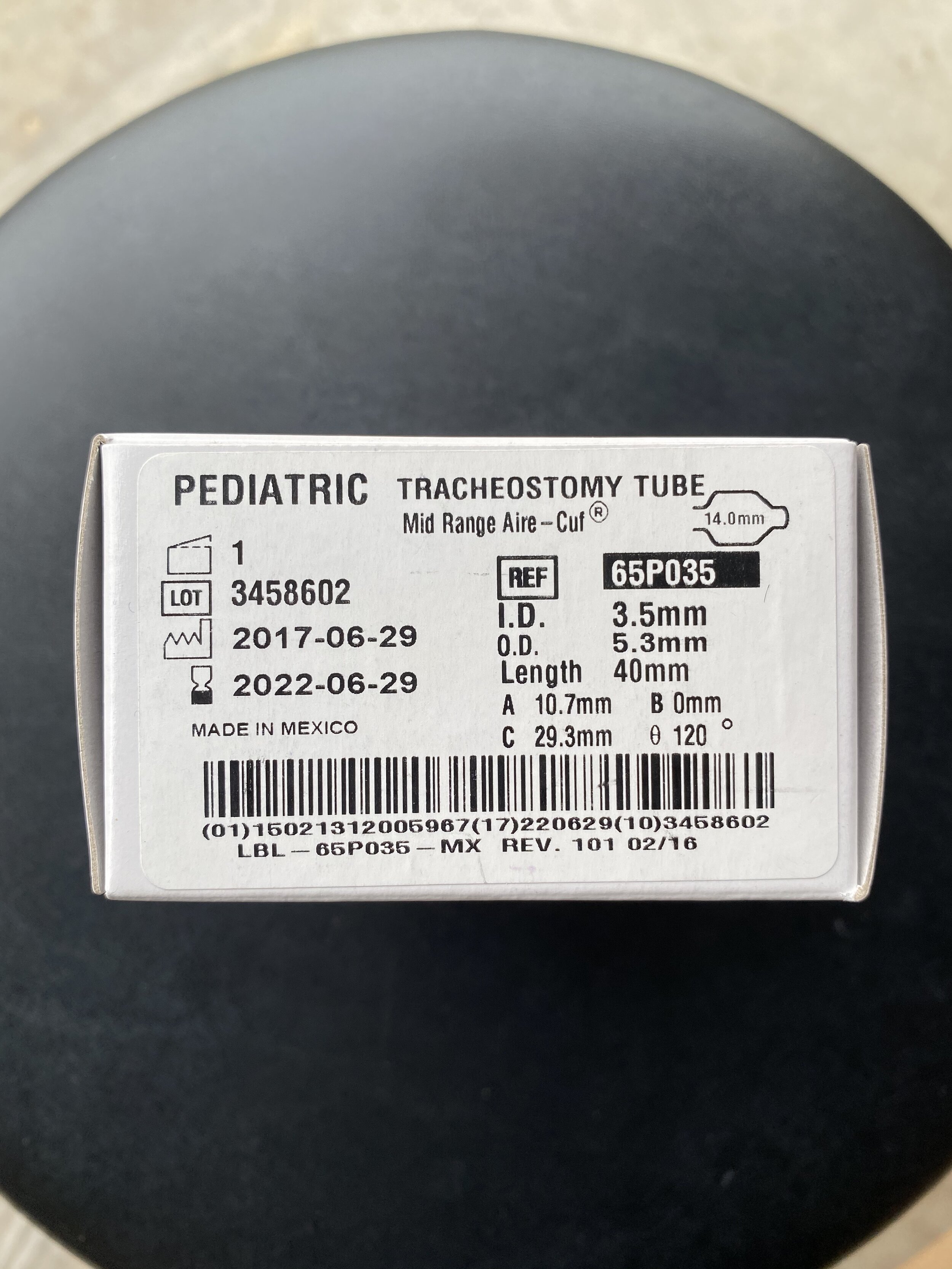 Pediatric Flextend Standard Tracheostomy Tube Mid Range Aire-Cuf