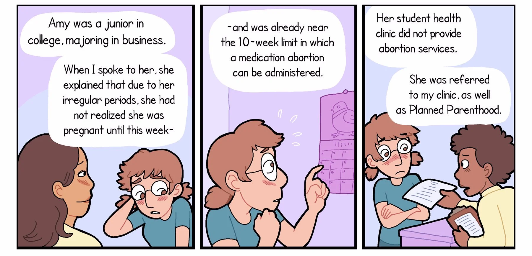 Sample of educational comics for Physicians for Reproductive Health