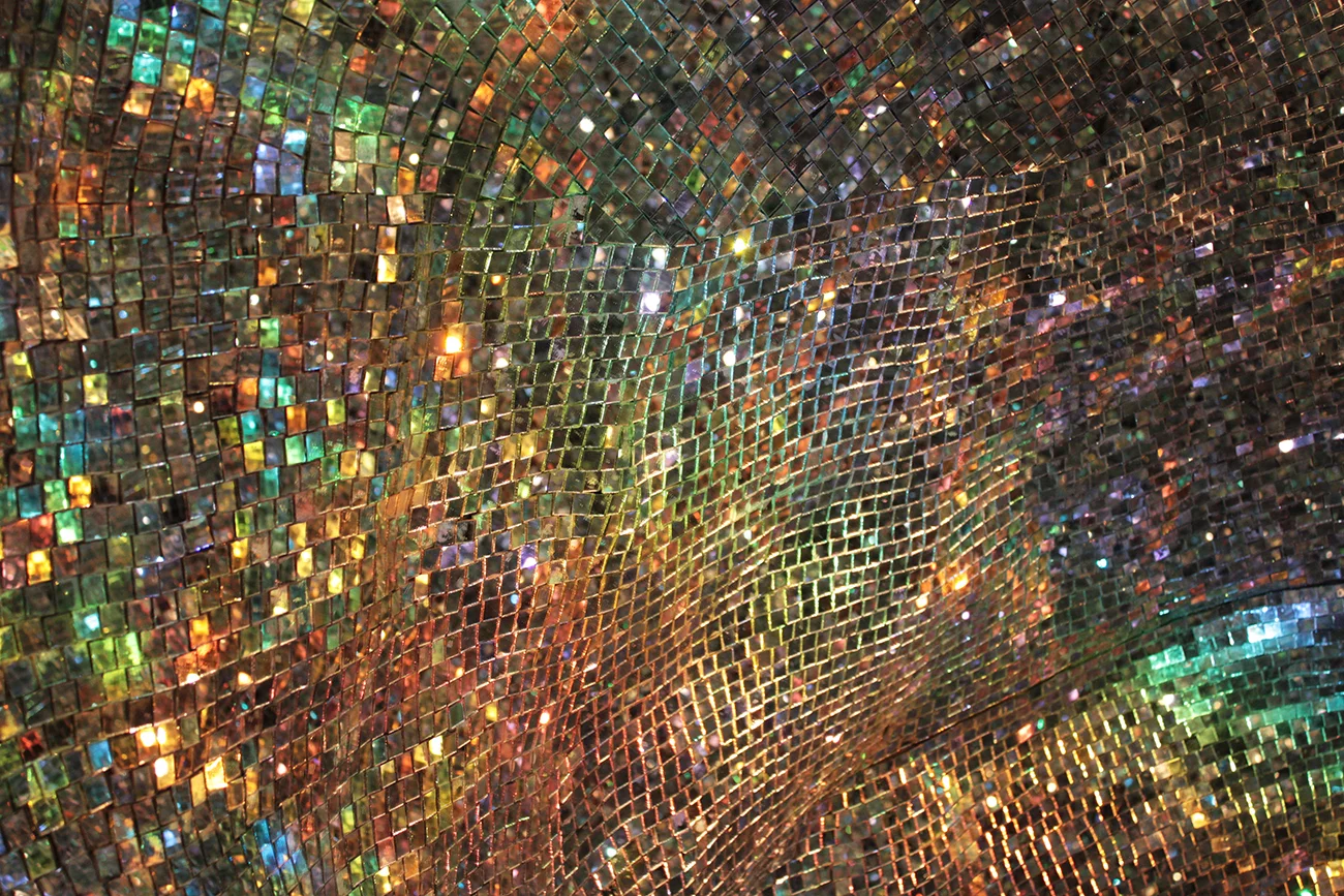   ARK , fiberglass, hand-cut mirror, hologram, spotlight, audio, 5’ x 5.5’ x 8,’ 2010 (photo: Ryan Scott) 