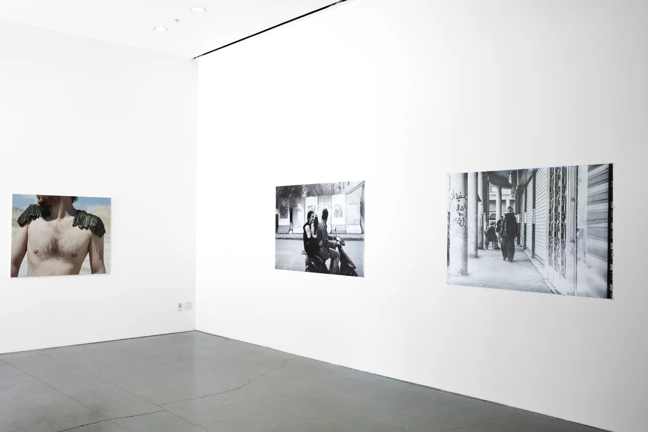 Eye Spy  (installation view), 2016. Featured work by (l-r): Tal Rosen, Hussein Adil. (photo: Valerie Green)