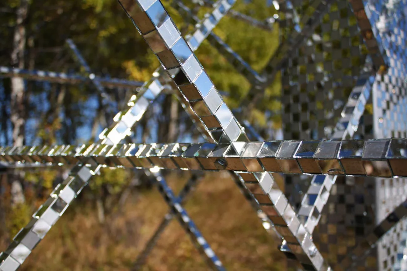   Satellight , aluminum, stainless steel, hand-cut mirror, 7’ x 7’ x 10,’ 2012 