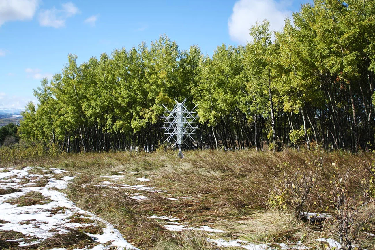   Satellight , aluminum, stainless steel, hand-cut mirror, 7’ x 7’ x 10,’ 2012 