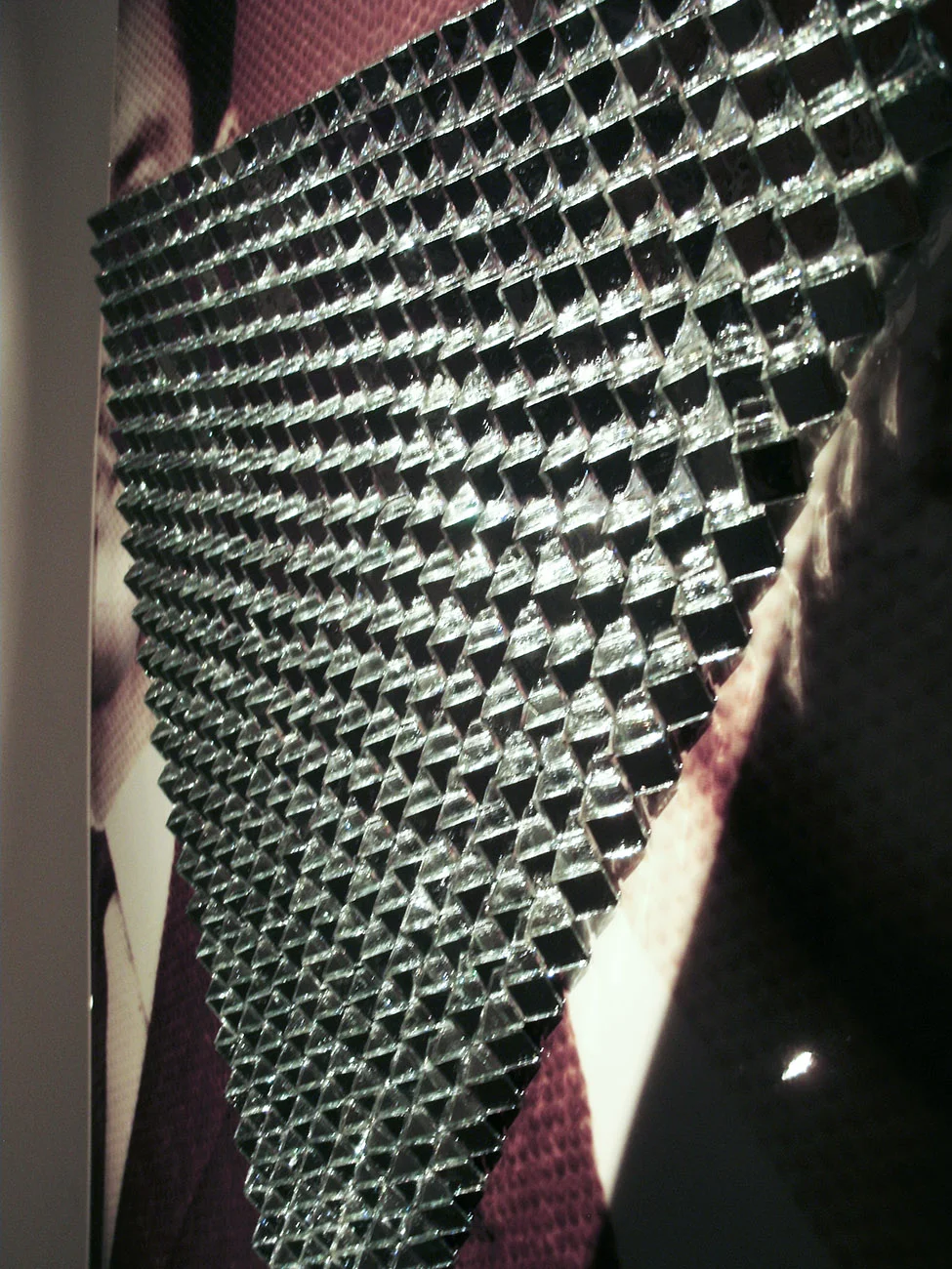   Patriarchitecture II  (detail), inkjet print on canvas mounted on wood panel, polymer resin, hand-cut mirror, 48” x 30,” 2011 (photo: Tara Rudnickas) 