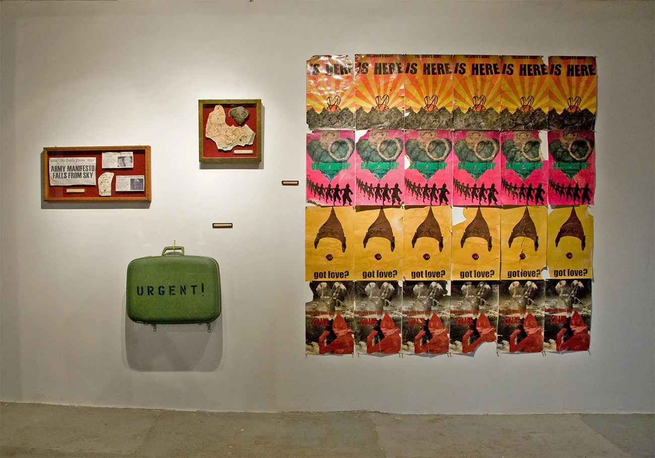 Propaganda & found relics of the Lover’s Army , mixed media, 2009 (photo: Rebecca Rowley)