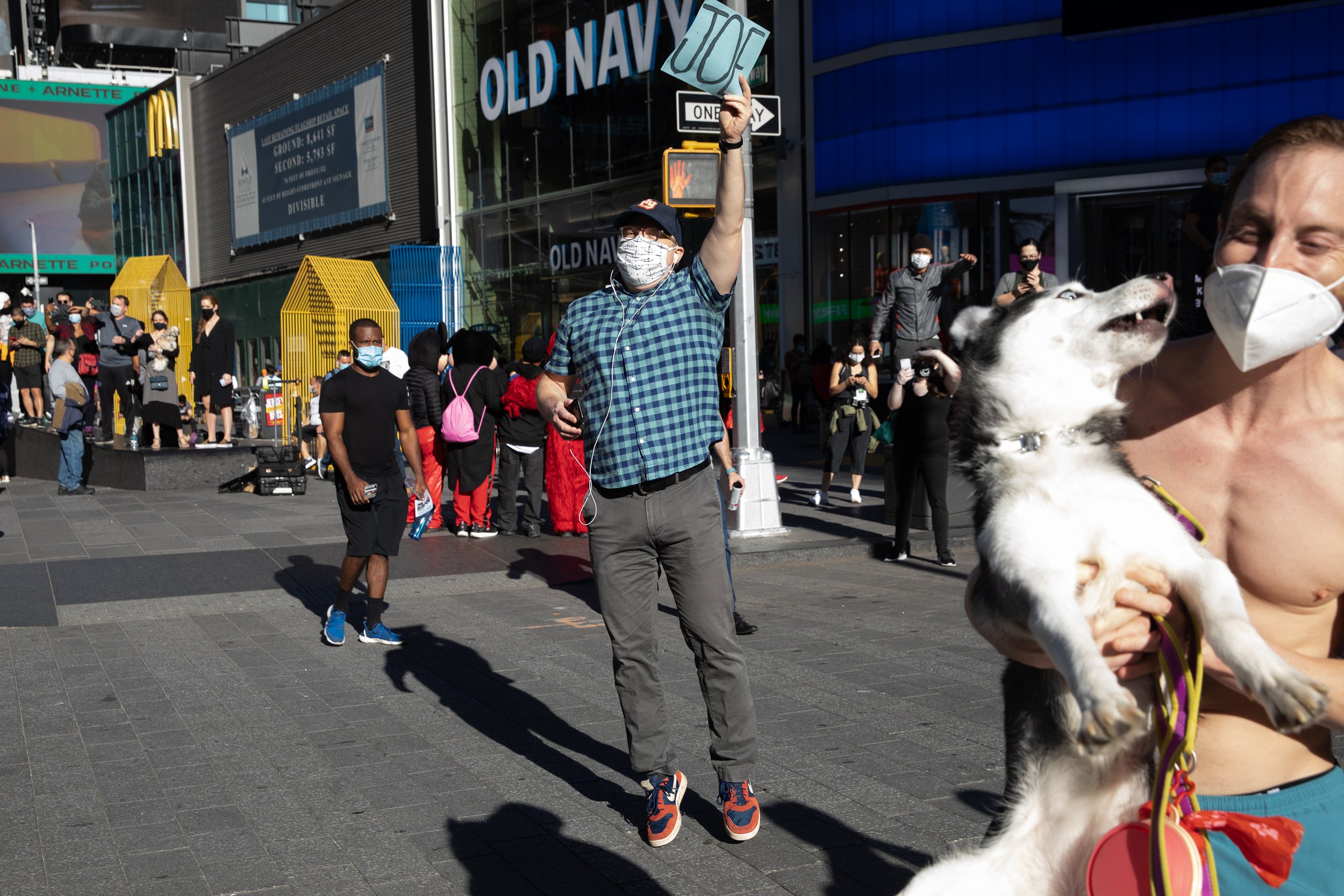  Thousands gather in Times Square to celebrate the announcement of Joe Biden’s victory in the 2020 presidential election. New York City, 7 November 2020  