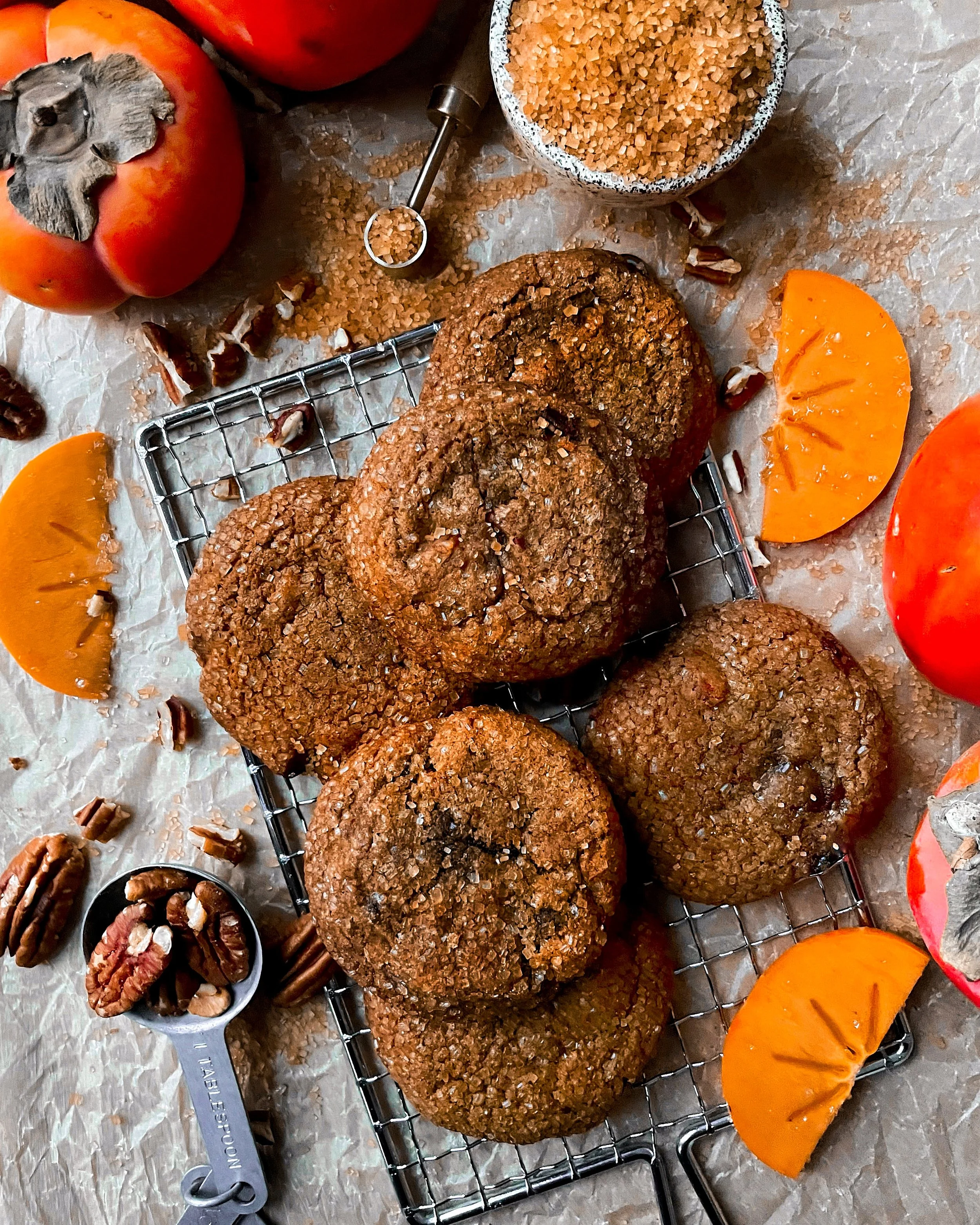 Chewy Hachiya Persimmon + Pecan + Date + Bourbon Cookies