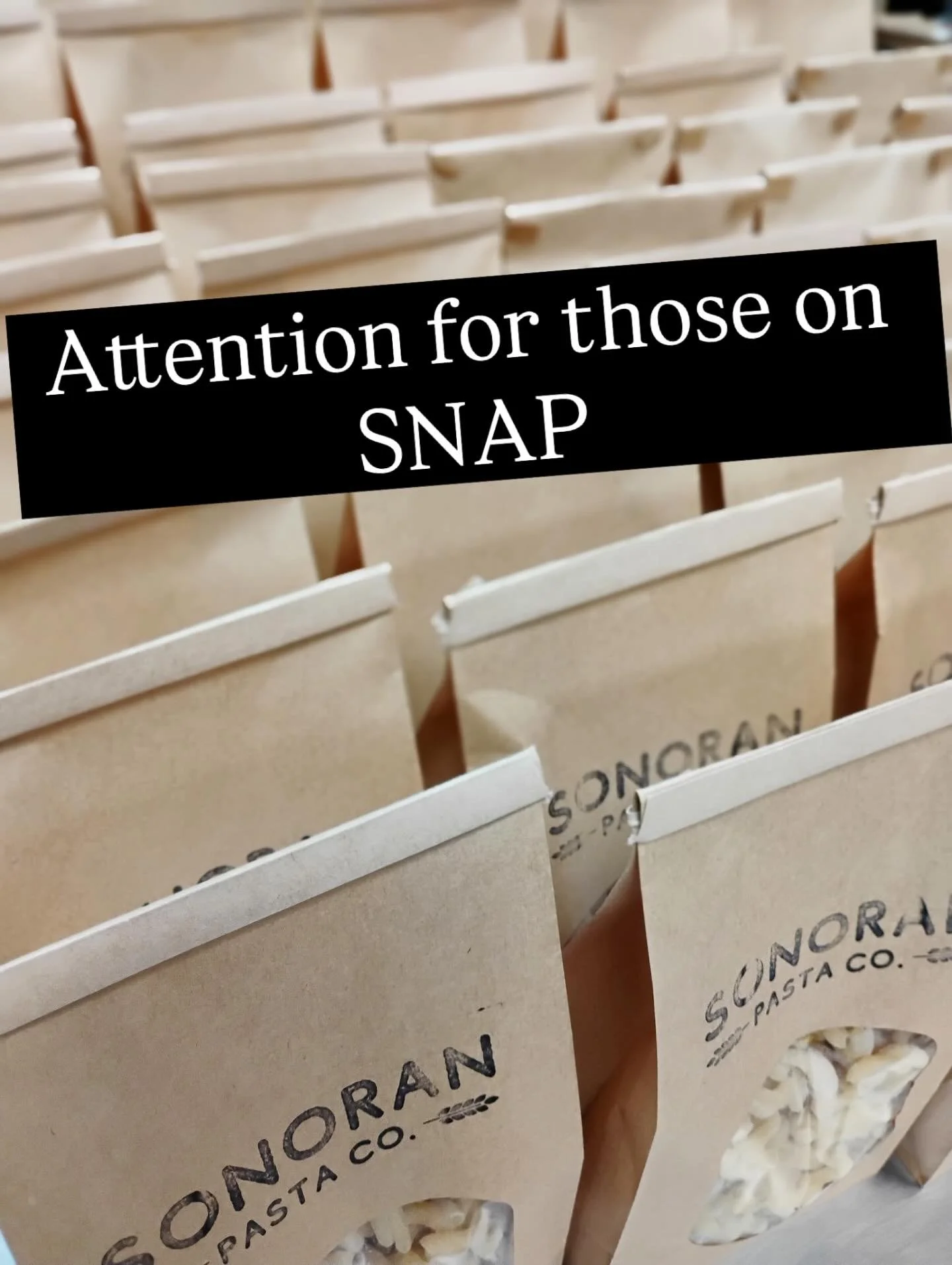 Times are tough and there are those in our community who need help. The government is letting us all down and letting the vulnerable suffer. 

We&rsquo;re sending dried pasta to our markets that participate in the SNAP program. Check with info booth 