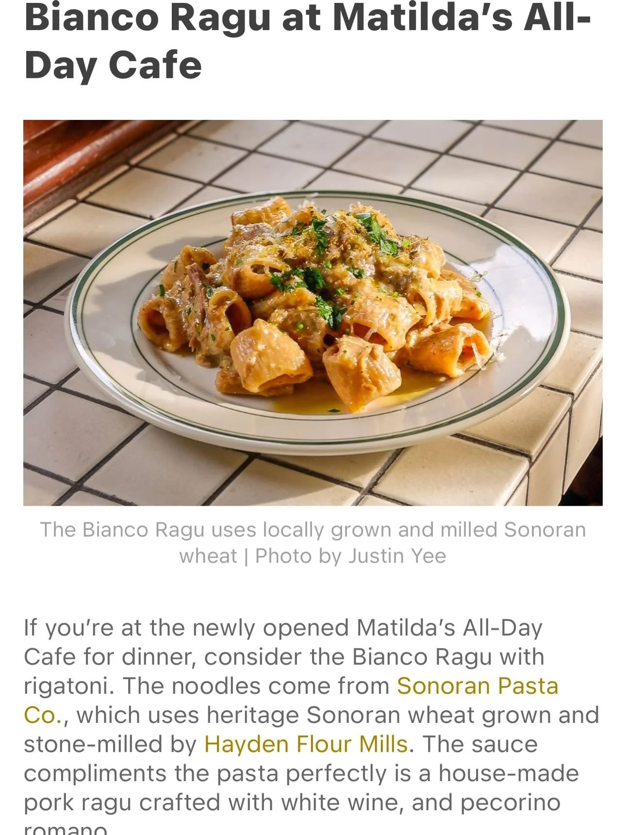 It&rsquo;s a great thing working with some of the talented chefs and artisans in the valley. About a year ago, we started providing pasta to Chef Matt for his @mas.amable_az pop-up. His food is delicious, full of flavor and straight forward. Our type