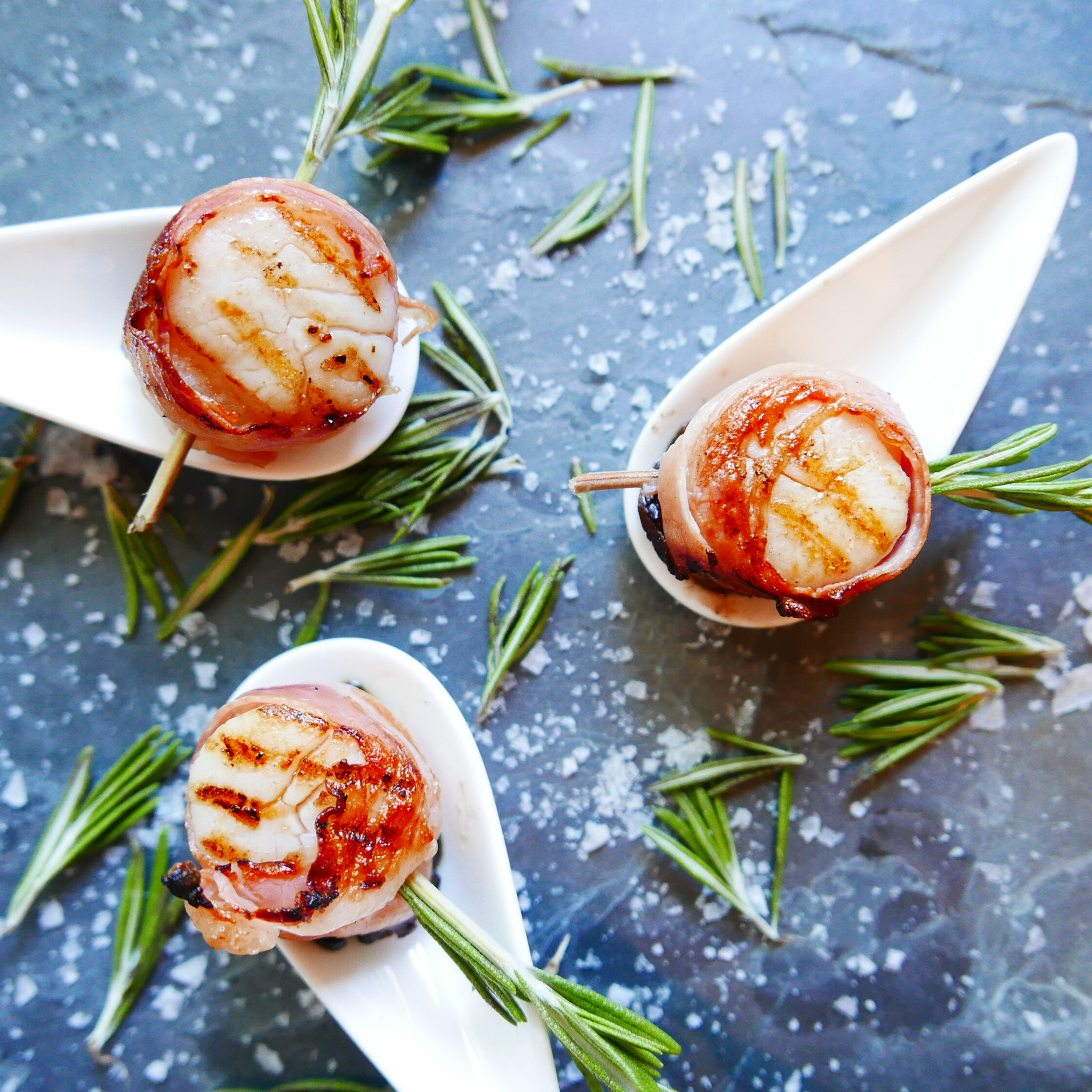 GRILLED SCALLOPS WITH PANCETTA &amp; ROSEMARY