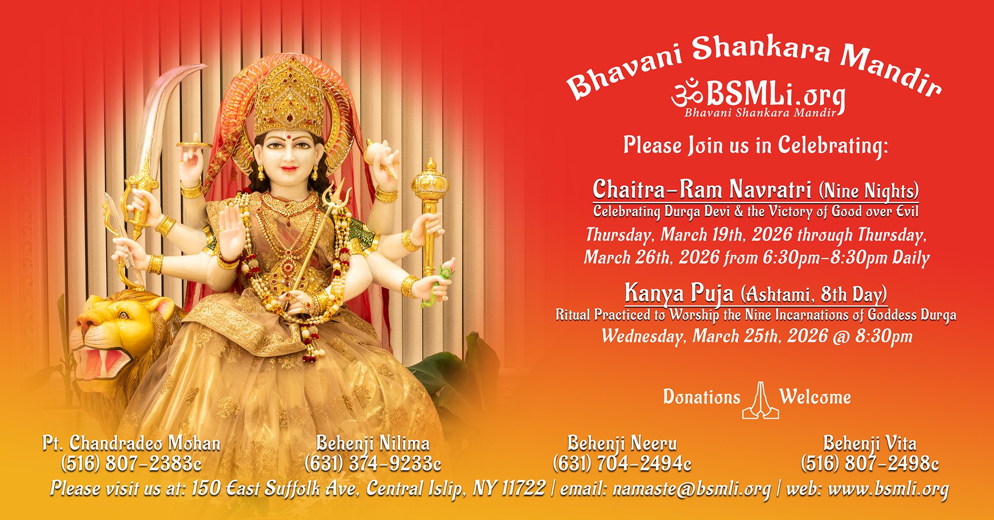 Chaitra-Ram Navratri (Nine Nights) &amp; Kanya Puja (Ashtami, 8th Day)