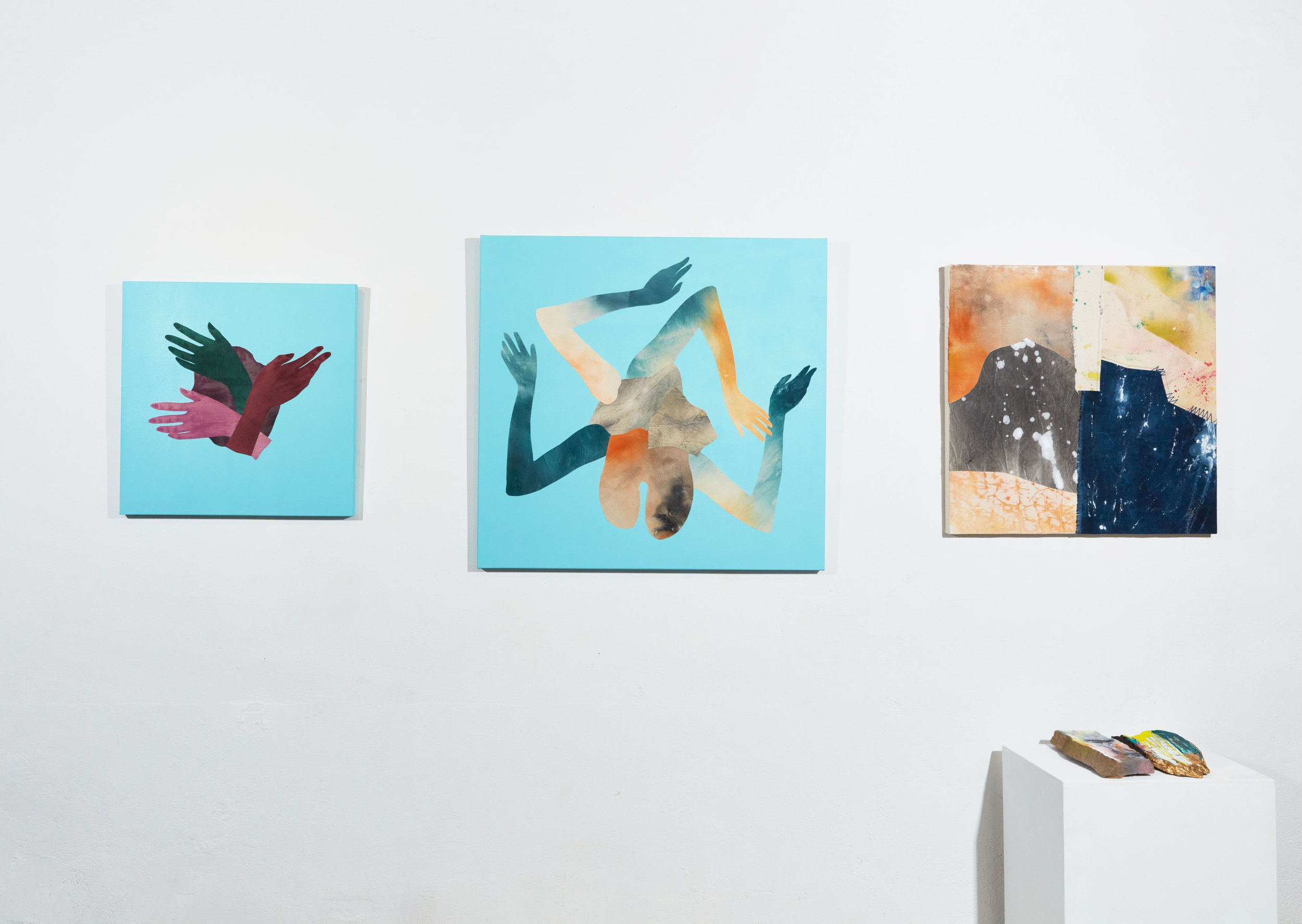  Installation view;  United Emblem ,  Diete ,  Cicatrize  and  Kryptonite  