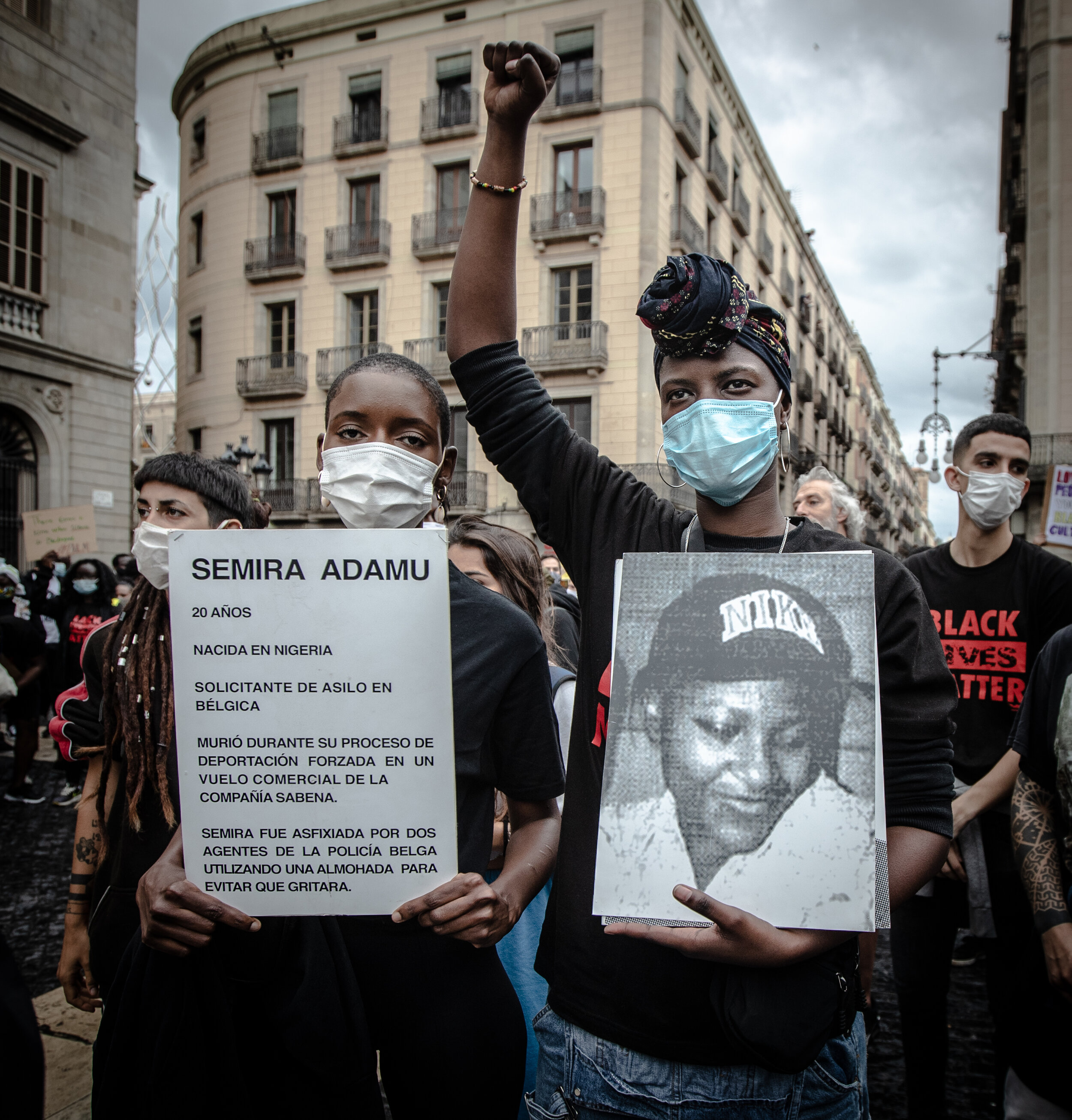  “Semira Adamou, 20 years old. Born in Nigeria. Asylum seeker in belgium. Died during her forced deportation process on a Sabena commercial flight. Semira was suffocated by two Belgian police officers using a pillow to prevent her from screaming”. BL