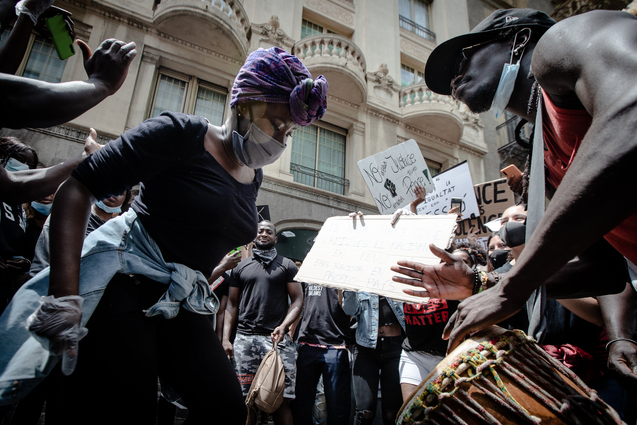  Moving to the beats at the BLM march in Barcelona,  June 7th, 2020    