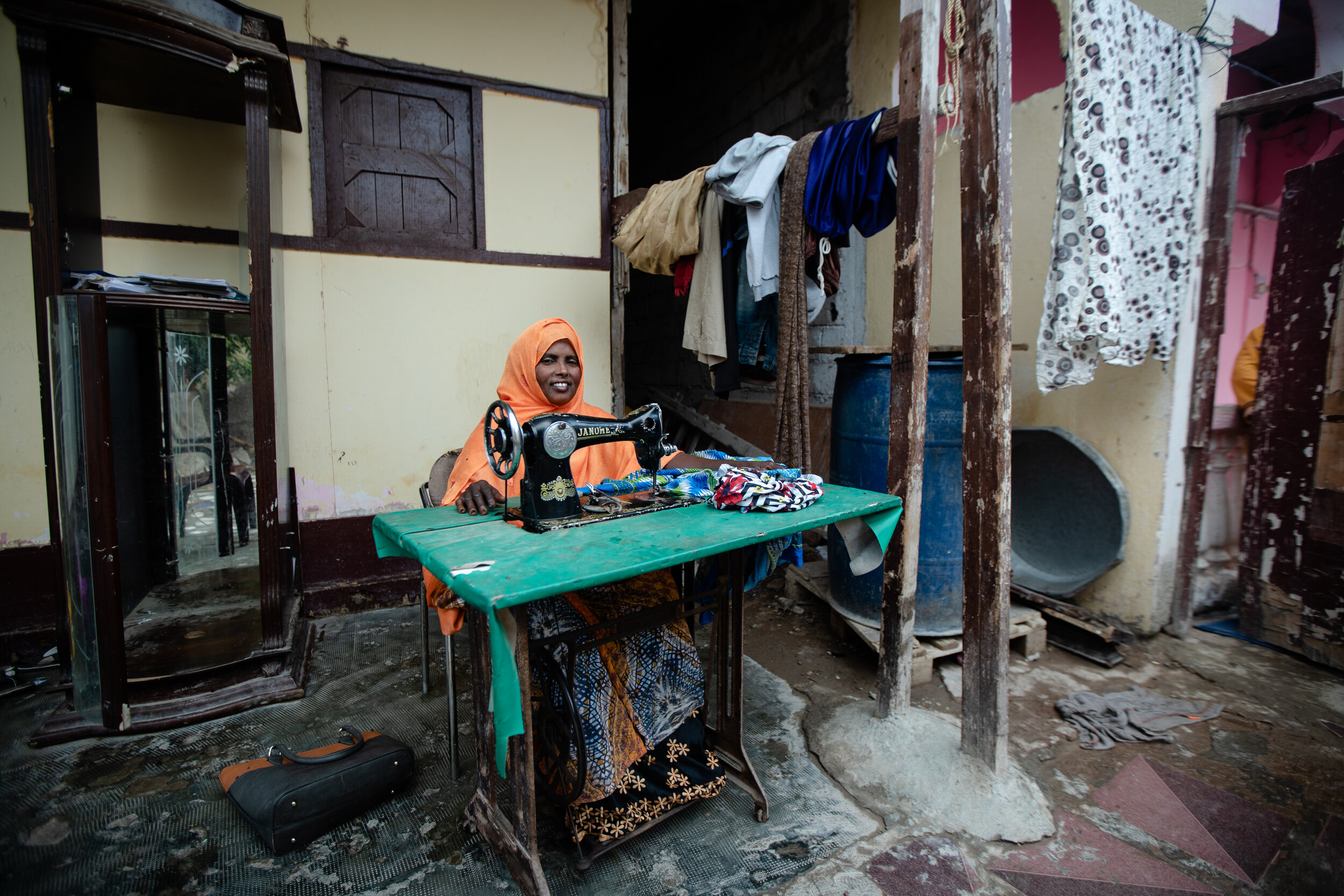  in Djibouti city I met single mother Saada Tawalaneh Assoweh who, with the help of organizations that support women, had participated in trainings to pursue her dream of becoming a successful tailor and is now working both from home and at the stree