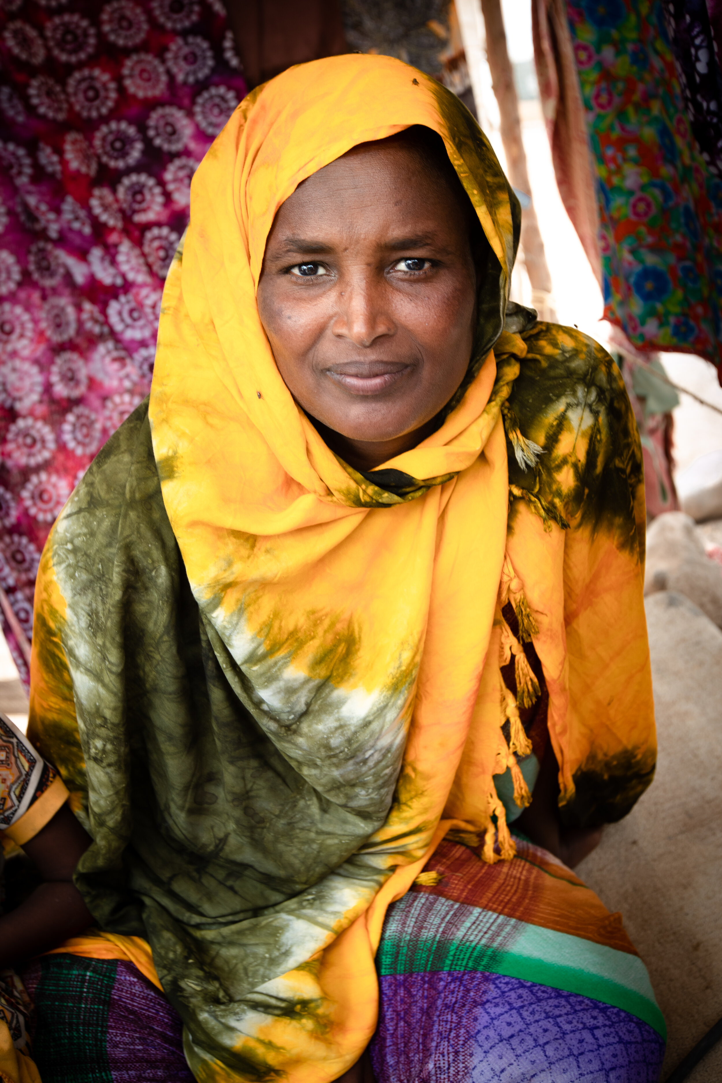  textile street shop owner in Damerjog IDP camp in Djibouti. 2019 