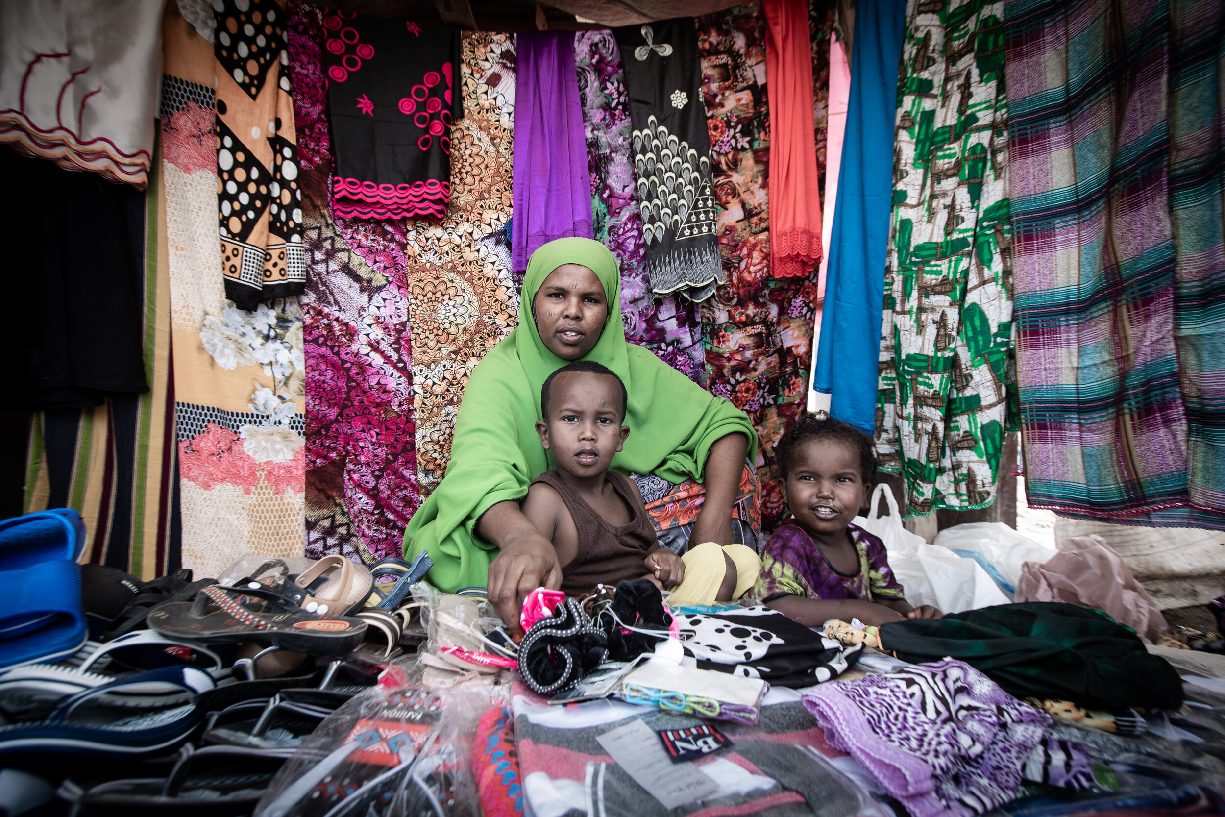  at a textile street shop in Damerjog IDP camp in Djibouti. 2019 