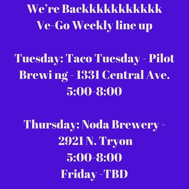 We will be out three times this week. Come get your ve-go fix. We&rsquo;re back. #veganaf #vegansofig #veganlife #veganos #veganfood #veganinspiration #veganfoodshare #veganfoodspot #veganrecipes #veganfoodlovers #vegandinnerideas #veganeatsplease #v