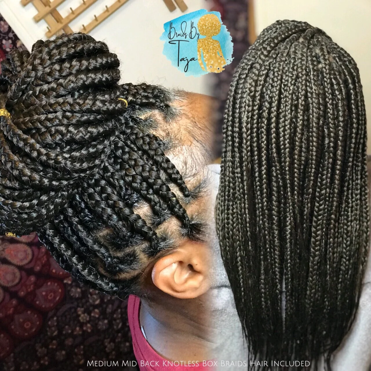 images Knotless Box Braids Medium Size Long knotless box braids braids by taja