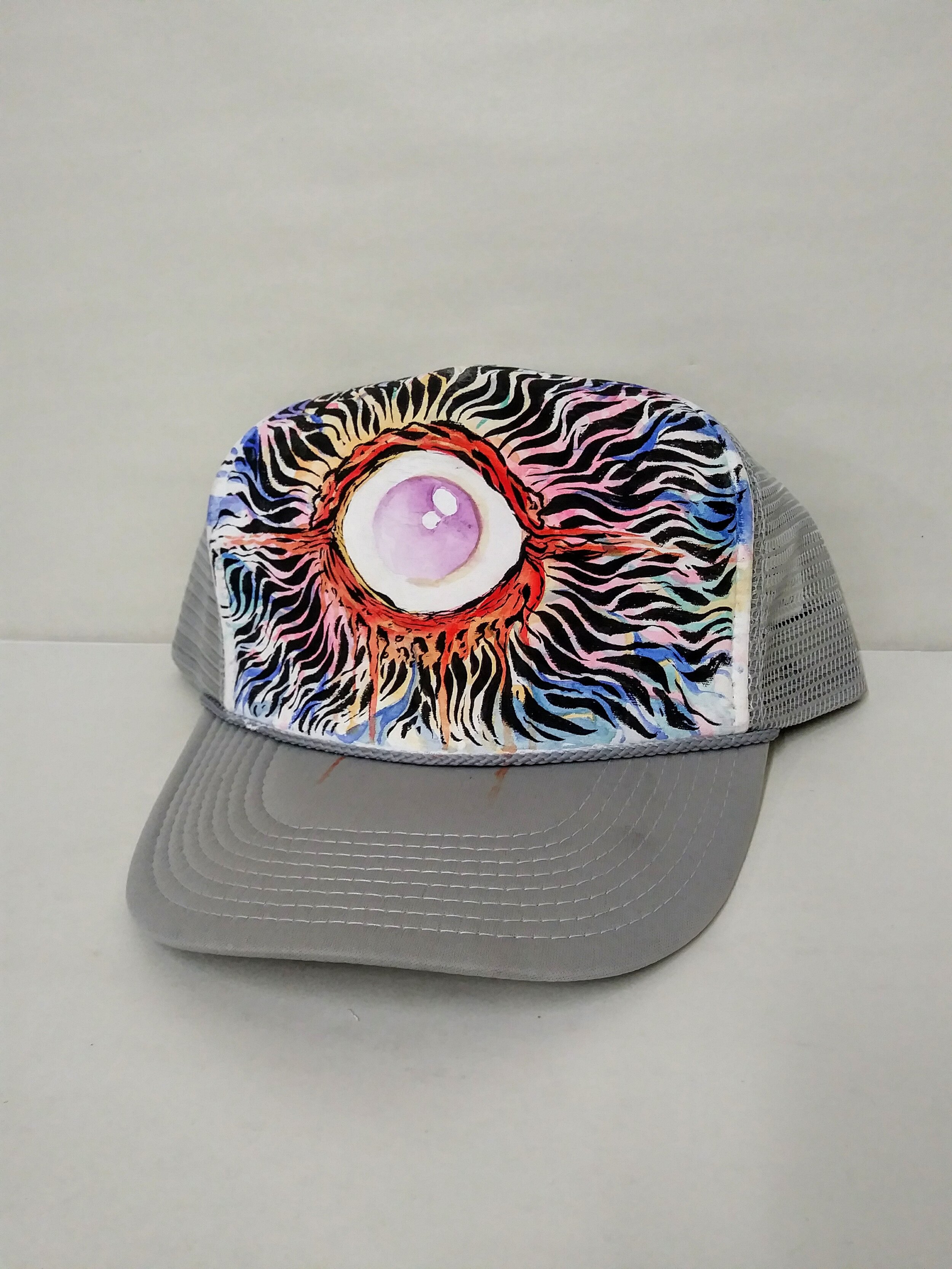 "Mind's Eye" Original Paint and Illustrated Trucker Cap by Dave Castr