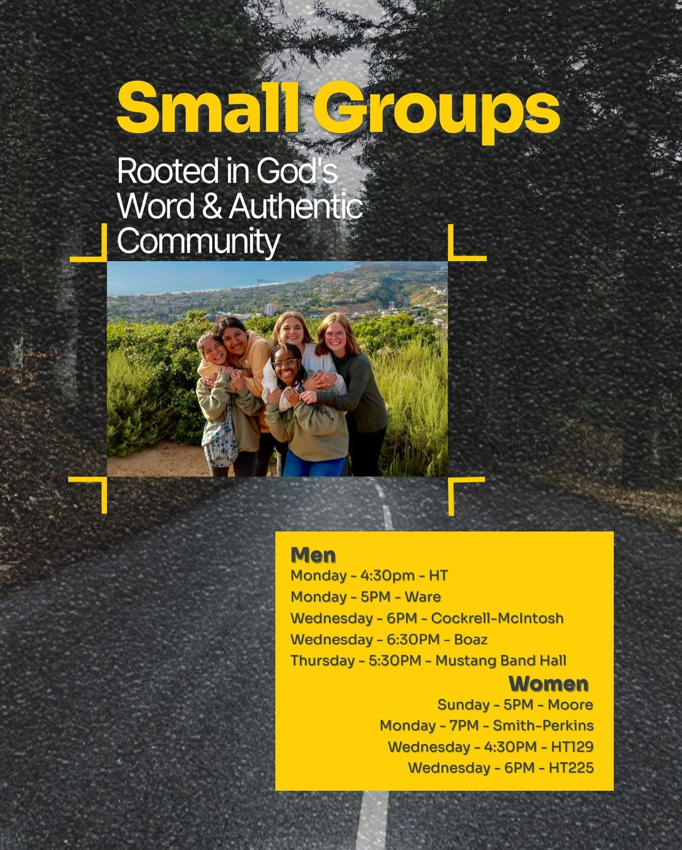 Sign up for small groups: https://forms.gle/Bh4vDr6JUHRwRA8L9
